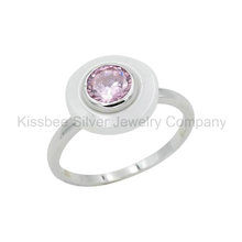 Fashion 925 Sterling Silver Jewelry Ceramic Accessories Gemstone Ring (R21114)